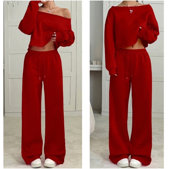 Cozy Fleece Oversized Top Stretchy Waist Pants Lounge Set - Picture 3 of 4